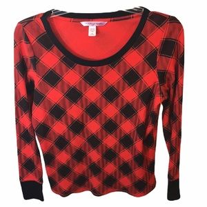 Victoria’s Secret Red & Black Buffalo Check thermal pajama shirt